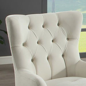 English Elm Lippa Tufted Upholstered Accent Chair with Gold Steel Legs for Glam Living Spaces Off White B009P442544
