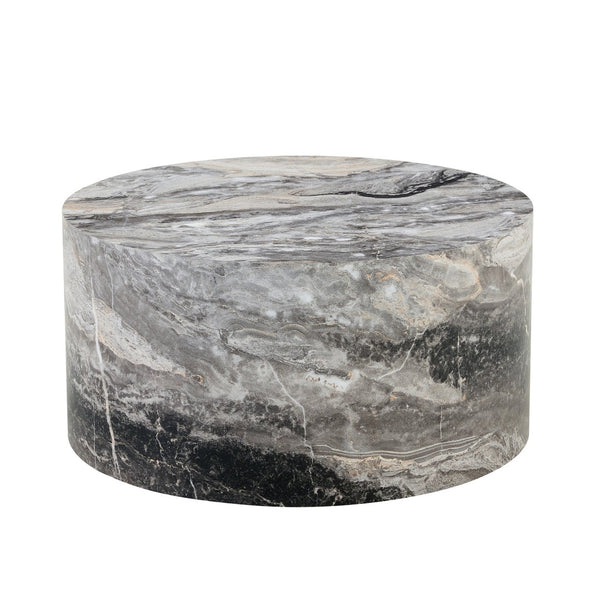 English Elm Simple Marble Top Round Coffee Table with Natural Veining for Modern Living Rooms Gray W1151P385649