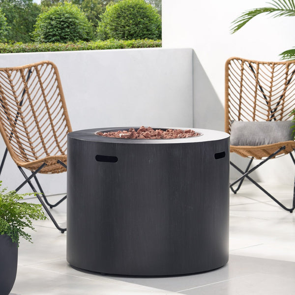 English Elm Circular Powder Coated Iron Propane Fire Pit 50000 Btu Outdoor Patio Gatherings N772P405046B