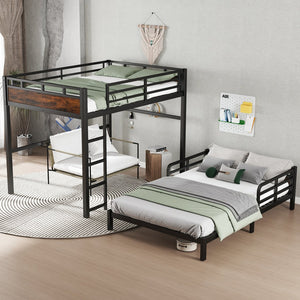 English Elm Full Xl Metal Bunk Bed - Versatile Loft & Platform Configuration With Vintage Wood Accents & Safety W1580S00228
