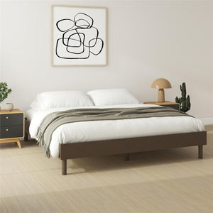 English Elm Cologne Low Profile King Bed Rubberwood Oak Veneer Rustic Bedroom Platform Frame B2733P436554