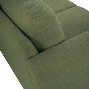 English Elm Comfy Mid-century Modern Loveseat with Walnut Legs Teddy Fabric 2-seat Small Space Sofa Green W2308P463602