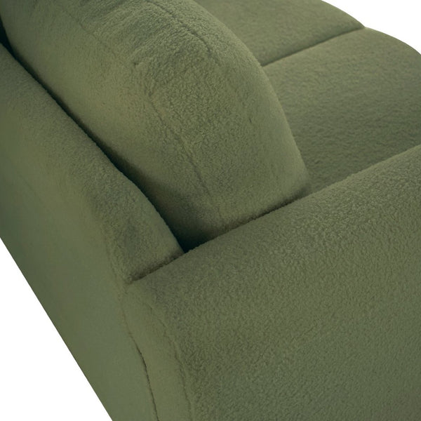 English Elm Comfy Mid-century Modern Loveseat with Walnut Legs Teddy Fabric 2-seat Small Space Sofa Green W2308P463602