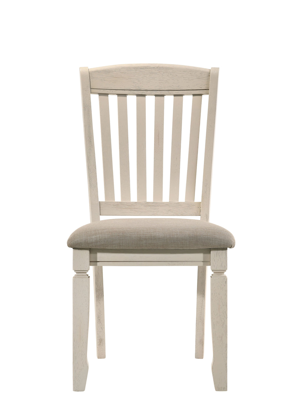 English Elm Fedele Upholstered Tan Fabric Side Chairs Set of 2 with Cream Wood Finish, Slatted Back, 220lb Capacity B2726P343790