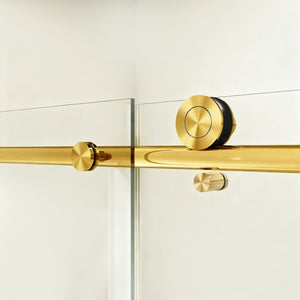 English Elm 56" Frameless Sliding Shower Door Brushed Gold Tempered Glass Walk-in Enclosure W1573P399019