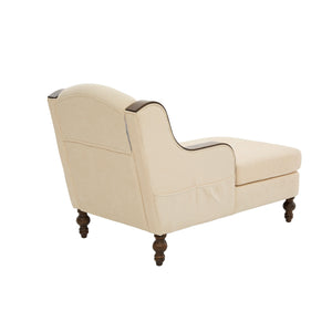English Elm UNITED Oversized Chaise Lounge Sofa Bed with Solid Wood Arms, High-Resilience Foam, 800lb Capacity and Storage Pockets Beige W1568S00212