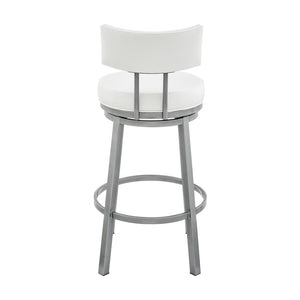 English Elm Sylra Swivel Bar Stool - Cloud Finish With White Faux Leather For Chic, Comfortable Seating Solution B2736P268567-GIGA