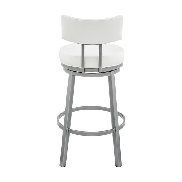 English Elm Sylra Swivel Bar Stool - Cloud Finish With White Faux Leather For Chic, Comfortable Seating Solution B2736P268567-GIGA