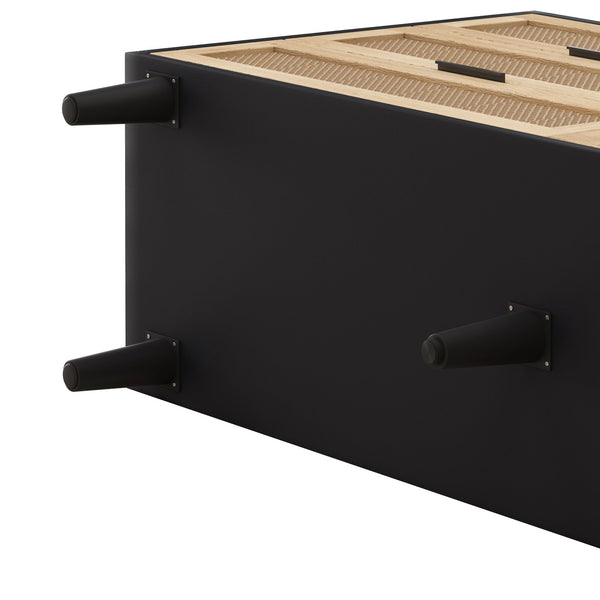 English Elm 51.18"6-Drawers Rattan Storage Cabinet with Smooth White Slides, Breathable Woven Drawers for Home Black W757P162761