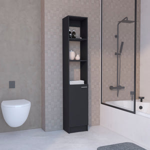 English Elm Linen tall storage cabinet with single door and 6 adjustable shelves, sleek handle and modern finish Black 46 L x 18.8 W x 5.11 H B097P199754