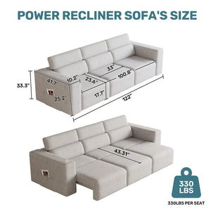 English Elm Power Reclining Sofa - Modular 3-Seat Electric Couch With Bluetooth, Wireless Charging & Storage Solutions W3795S00002-GIGA