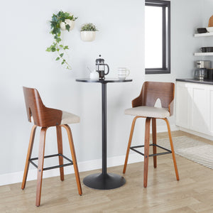 English Elm Fixed-height Swivel Counter Stools with Faux Leather Seats and Chrome Footrest Set of 2 B202S02153