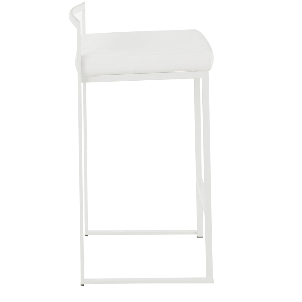 English Elm Fuji Contemporary Stackable Counter Stool Set Of 2 In White Velvet For Chic Indoor Spaces B202P222387