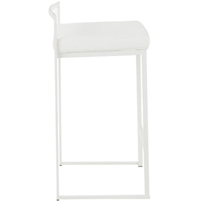 English Elm Fuji Contemporary Stackable Counter Stool Set Of 2 In White Velvet For Chic Indoor Spaces B202P222387