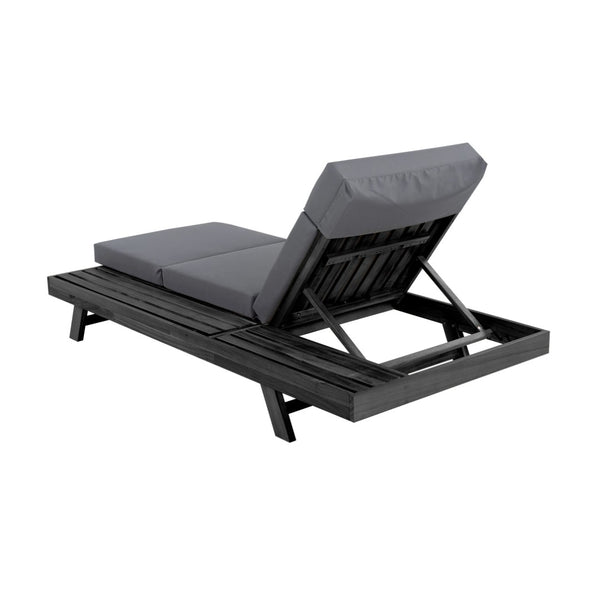 English Elm Lounge Chaise Outdoor Acacia Wood Slatted Frame with Water Resistant Cushion Resort Style Black,Dark Gray N770P442B67G