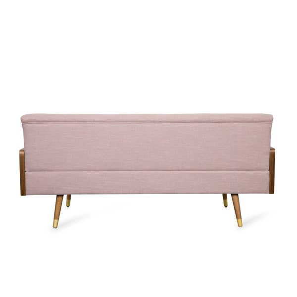 English Elm Aidan Tufted Fabric Sofa with Diamond Stitching and Gold Tipped Rubberwood Legs Blush 61688.00LBLSH