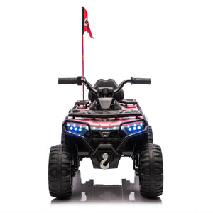 English Elm 24v Kids Electric Ride-on Atv with Dual Motors Bluetooth Led Lights and Flag Poles Pink W1578P305896