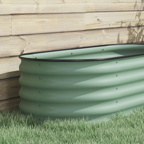 English Elm Outsunny Galvanized Steel Raised Garden Bed Modular Outdoor Planter with Safe Edging W2225P200928