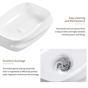 English Elm Modern Ribbed Ceramic Vessel Sink Gloss White Architectural Basin for Bathroom Vanity W3402P351186