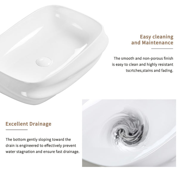 English Elm Modern Ribbed Ceramic Vessel Sink Gloss White Architectural Basin for Bathroom Vanity W3402P351186