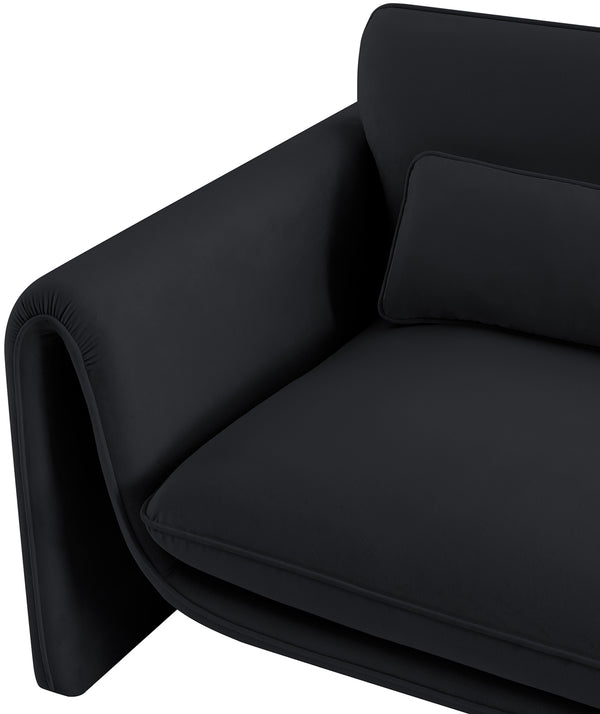 Sloan Black Velvet Fabric Chair 199Black-C Meridian Furniture
