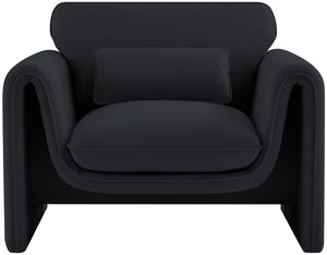 Sloan Black Velvet Fabric Chair 199Black-C Meridian Furniture