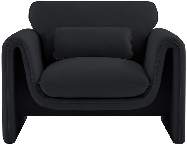 Sloan Black Velvet Fabric Chair 199Black-C Meridian Furniture