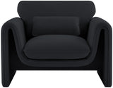 Sloan Black Velvet Fabric Chair 199Black-C Meridian Furniture