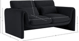 Sloan Black Velvet Fabric Loveseat 199Black-L Meridian Furniture