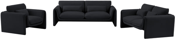 Sloan Black Velvet Fabric Loveseat 199Black-L Meridian Furniture