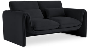 Sloan Black Velvet Fabric Loveseat 199Black-L Meridian Furniture