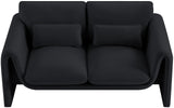 Sloan Black Velvet Fabric Loveseat 199Black-L Meridian Furniture