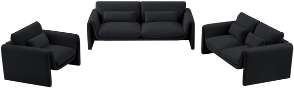 Sloan Black Velvet Fabric Sofa 199Black-S Meridian Furniture