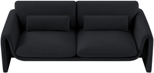 Sloan Black Velvet Fabric Sofa 199Black-S Meridian Furniture