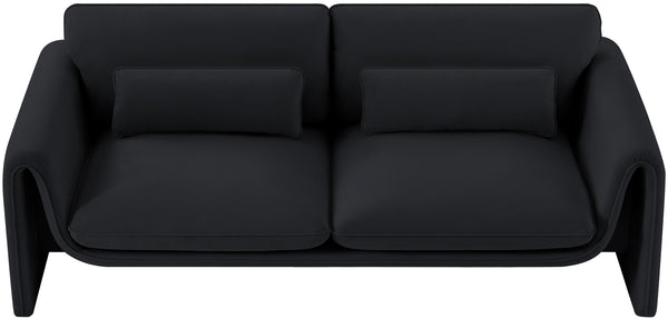 Sloan Black Velvet Fabric Sofa 199Black-S Meridian Furniture