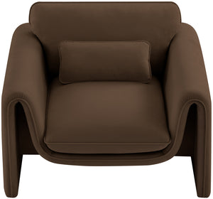 Sloan Brown Velvet Fabric Chair 199Brown-C Meridian Furniture