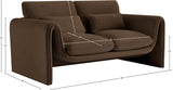 Sloan Brown Velvet Fabric Loveseat 199Brown-L Meridian Furniture