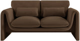 Sloan Brown Velvet Fabric Loveseat 199Brown-L Meridian Furniture