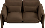 Sloan Brown Velvet Fabric Loveseat 199Brown-L Meridian Furniture