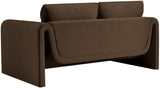 Sloan Brown Velvet Fabric Loveseat 199Brown-L Meridian Furniture