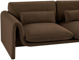 Sloan Brown Velvet Fabric Loveseat 199Brown-L Meridian Furniture