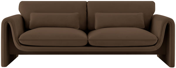 Sloan Brown Velvet Fabric Sofa 199Brown-S Meridian Furniture