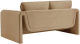 Sloan Camel Velvet Fabric Loveseat 199Camel-L Meridian Furniture