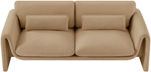 Sloan Camel Velvet Fabric Sofa 199Camel-S Meridian Furniture
