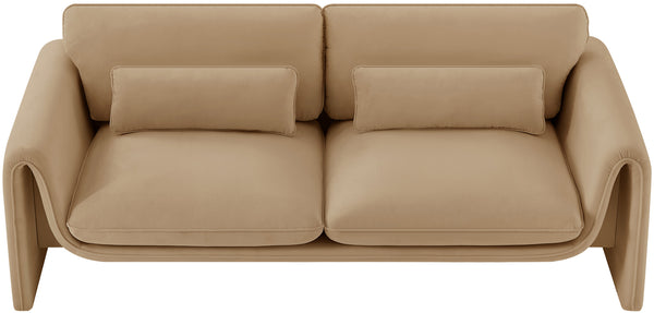 Sloan Camel Velvet Fabric Sofa 199Camel-S Meridian Furniture