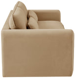 Sloan Camel Velvet Fabric Sofa 199Camel-S Meridian Furniture