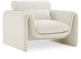 Sloan Cream Velvet Fabric Chair 199Cream-C Meridian Furniture