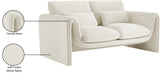 Sloan Cream Velvet Fabric Loveseat 199Cream-L Meridian Furniture