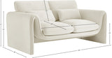 Sloan Cream Velvet Fabric Loveseat 199Cream-L Meridian Furniture