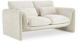 Sloan Cream Velvet Fabric Loveseat 199Cream-L Meridian Furniture